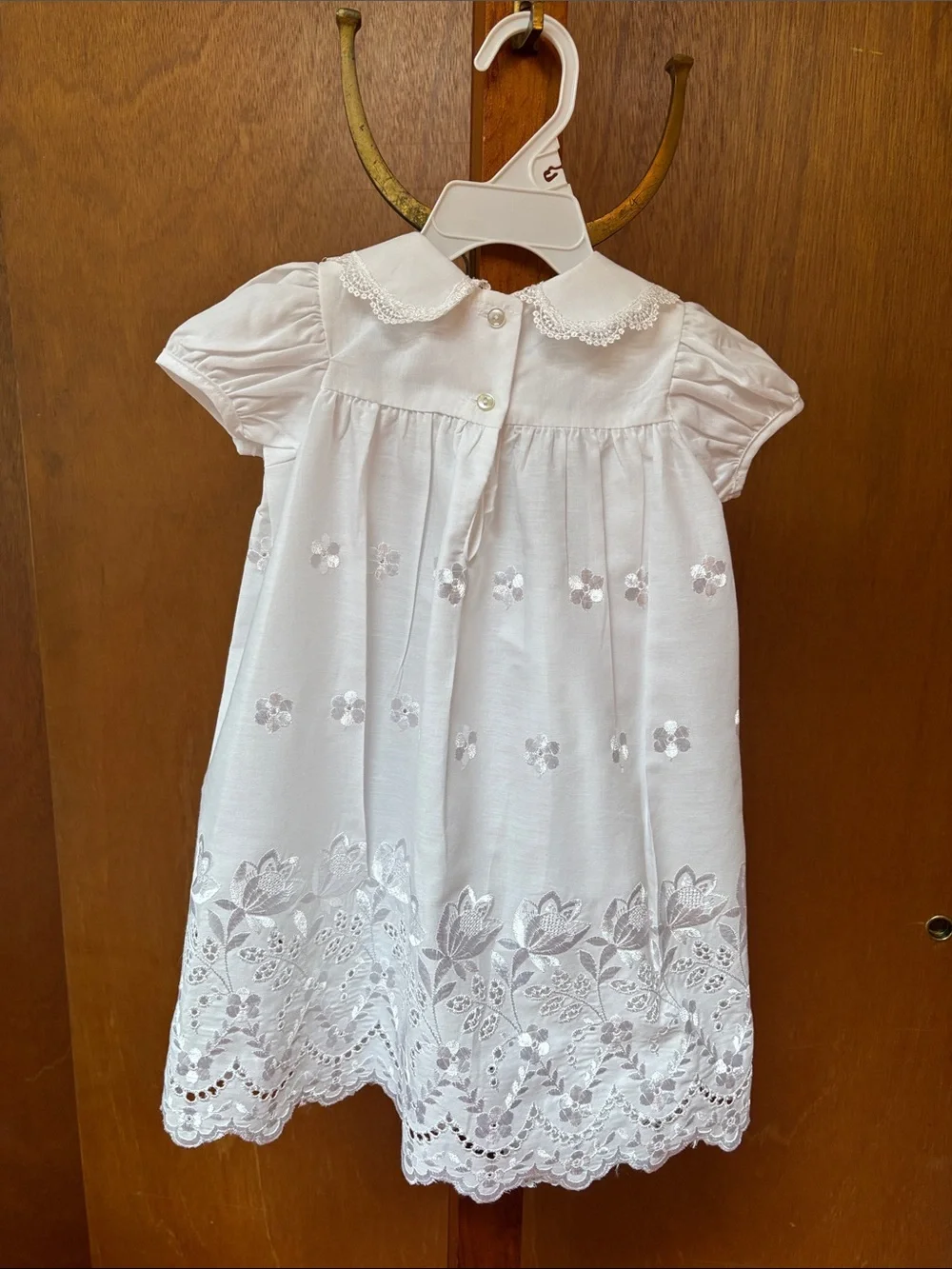 White Embroidered Christening Dress. 3 piece